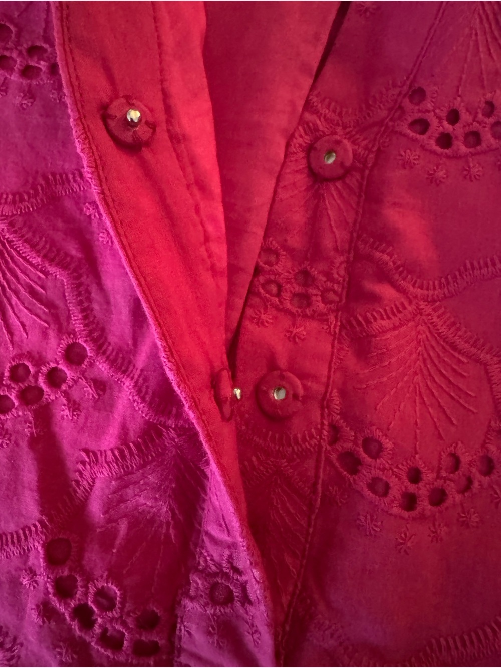 NWT Chico's Fuchsia Eyelet Shift Dress - Picture 5 of 8